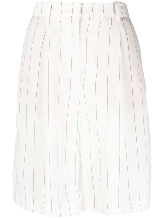 Pinstripe Linen-Blend Shorts