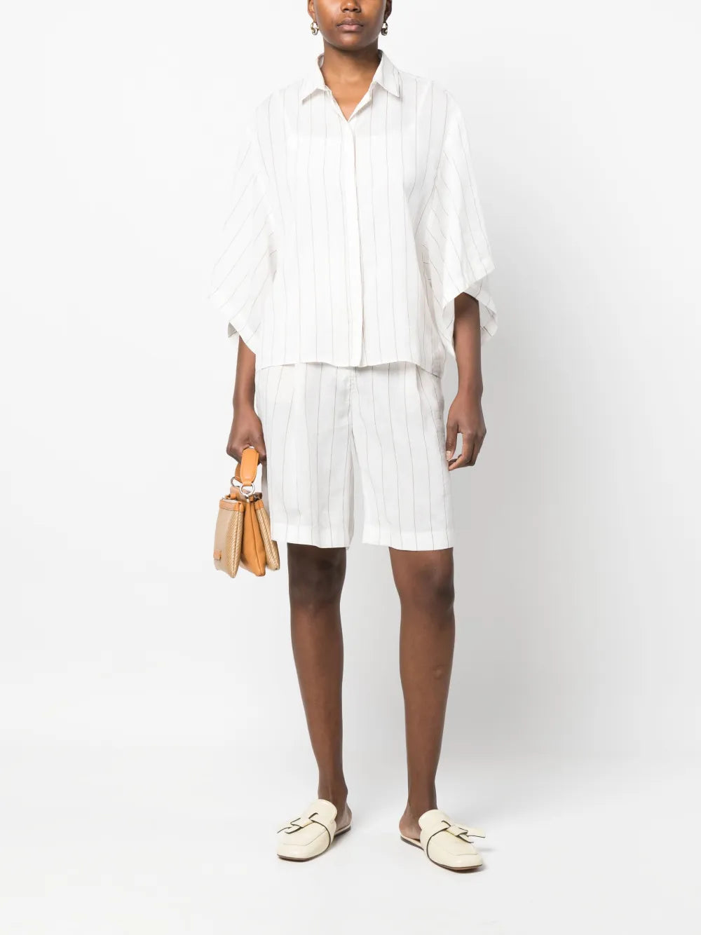 Pinstripe Linen-Blend Shorts
