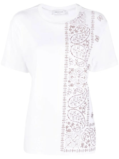 Motif-Embroidered Short-Sleeve T-Shirt