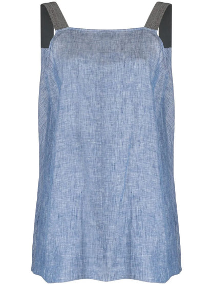 Metallic Strap Linen Top