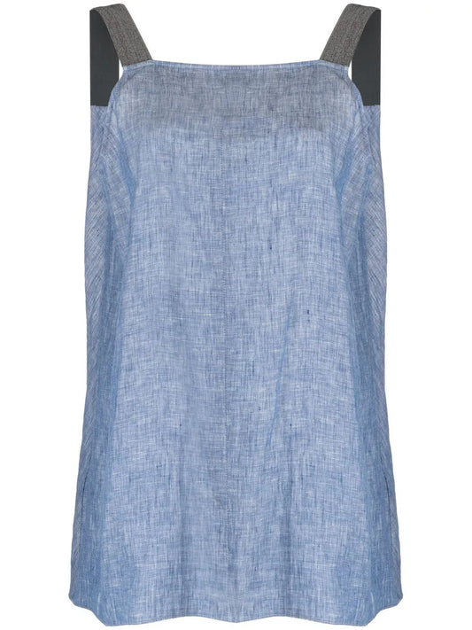 Metallic Strap Linen Top