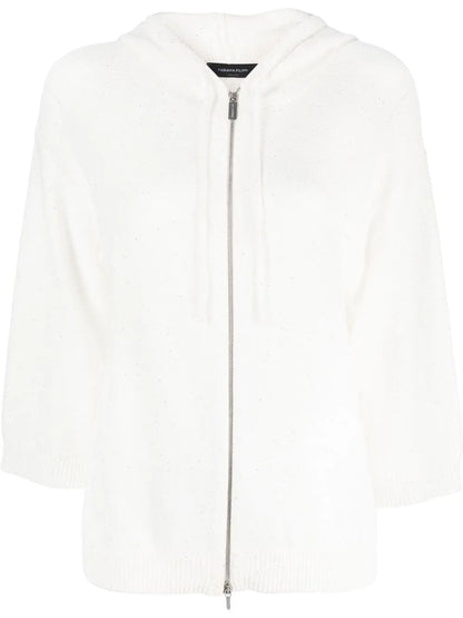 Three-Quarter Sleeve Knitted Hoodie