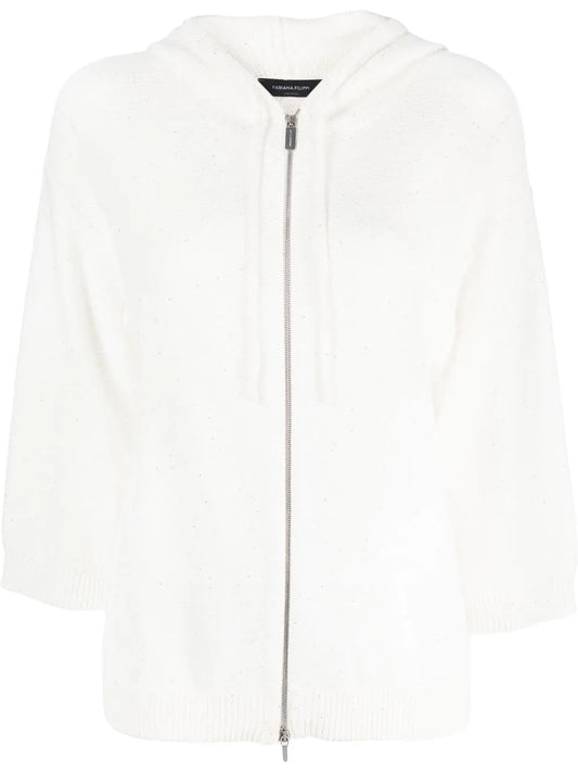 Three-Quarter Sleeve Knitted Hoodie