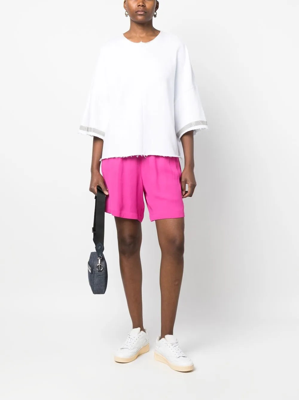 Bead-Trimmed Frayed-Edge Top