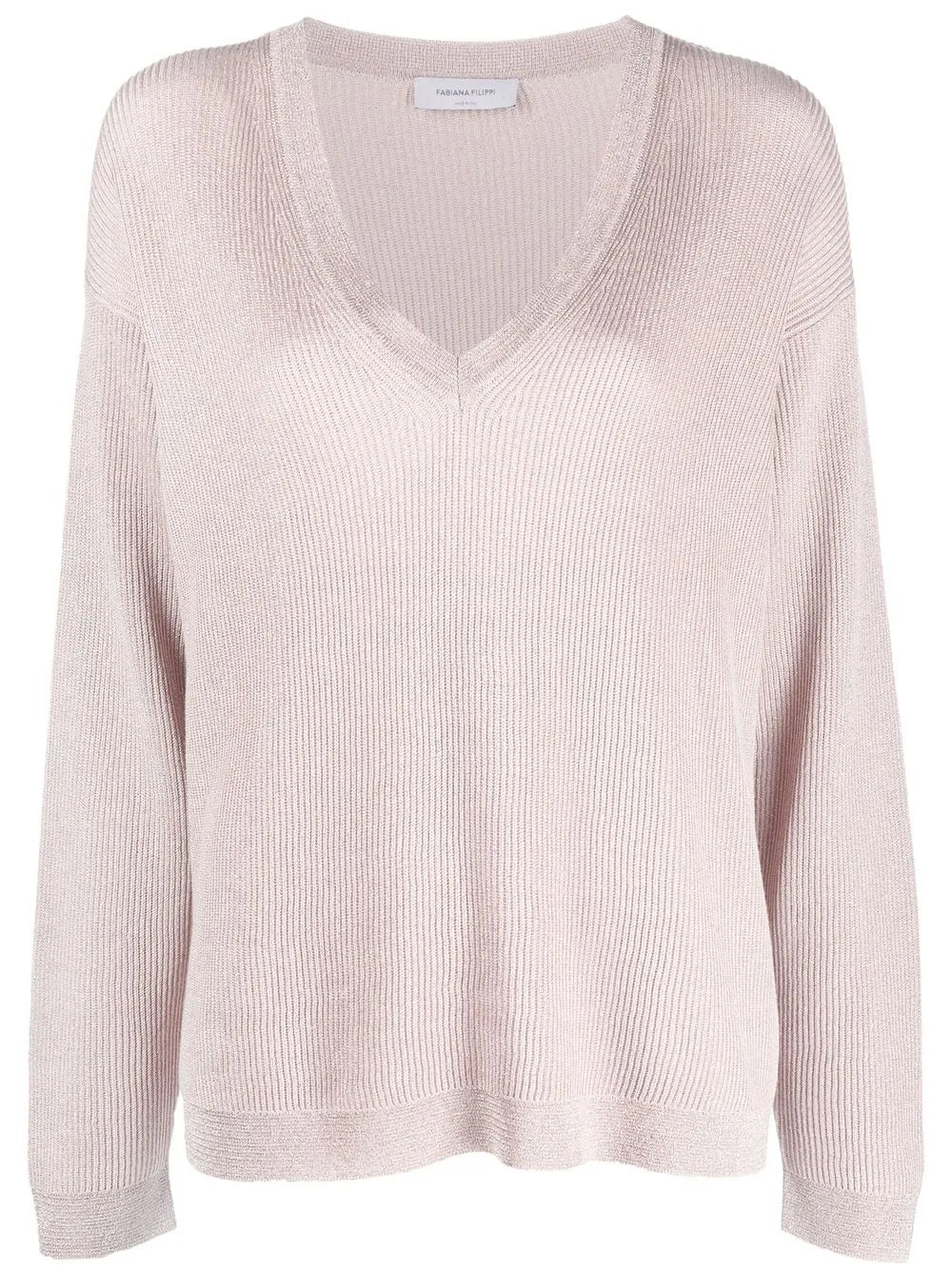 Glitter-Detail V-Neck Sweater