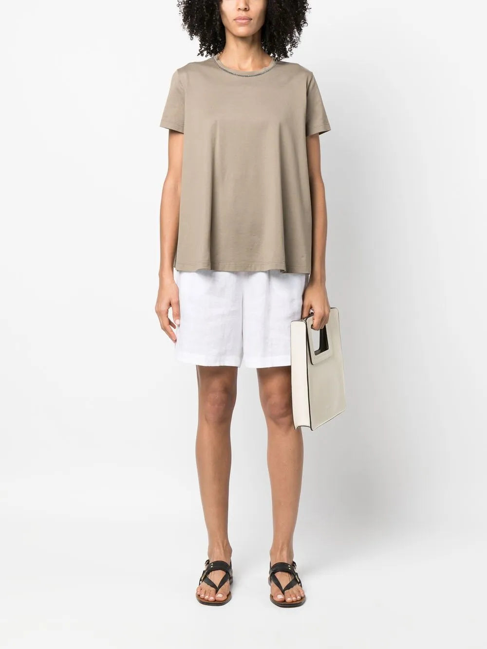 Knee-Length Smocked-Waist Shorts