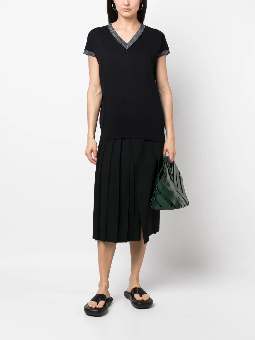 Glitter-Detailing Knitted Top