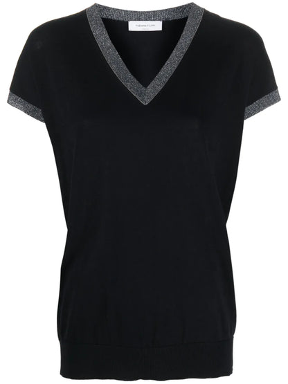 Glitter-Detailing Knitted Top