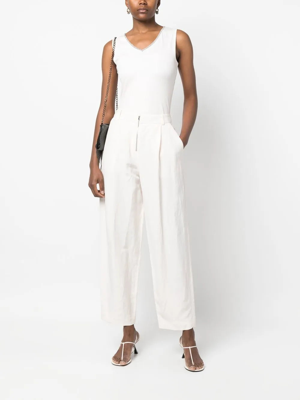 Bead-Embellished V-Neck Tank Top