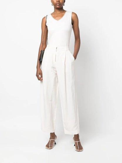 Bead-Embellished V-Neck Tank Top