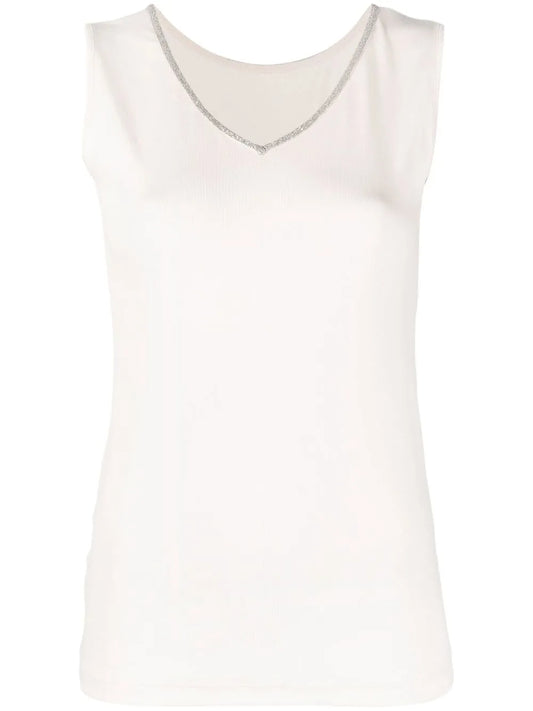 Bead-Embellished V-Neck Tank Top