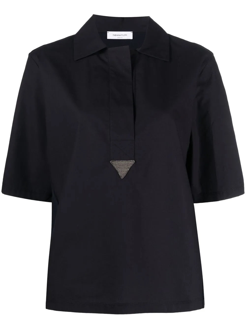 Triangle-Appliqué Short-Sleeve Shirt
