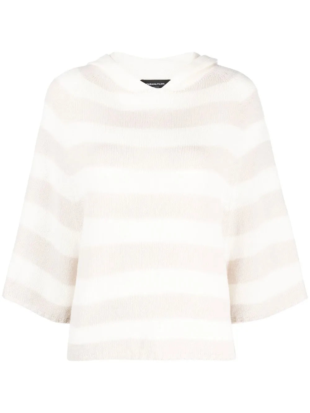 Striped Cashmere Hooded Top