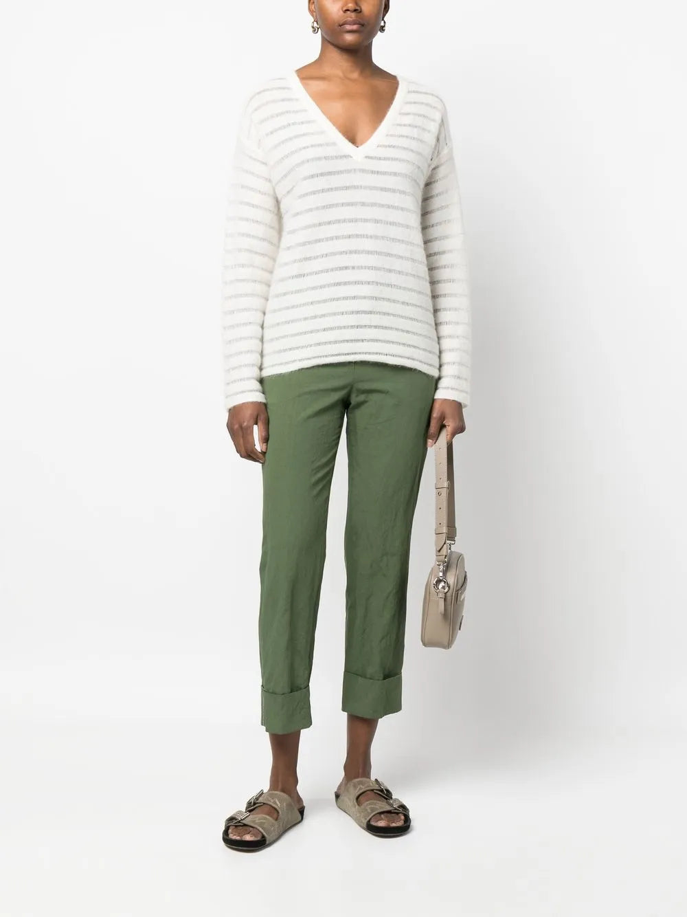 Striped V-Neck Knit Jumper