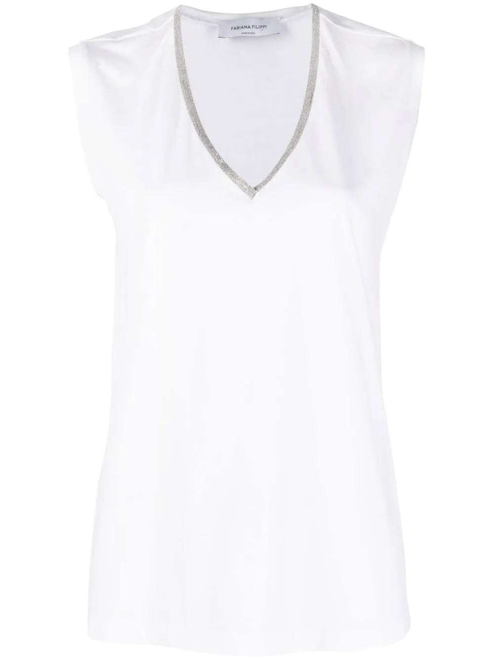Monili Embellished V-Neck Tank Top