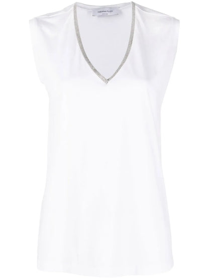 Monili Embellished V-Neck Tank Top