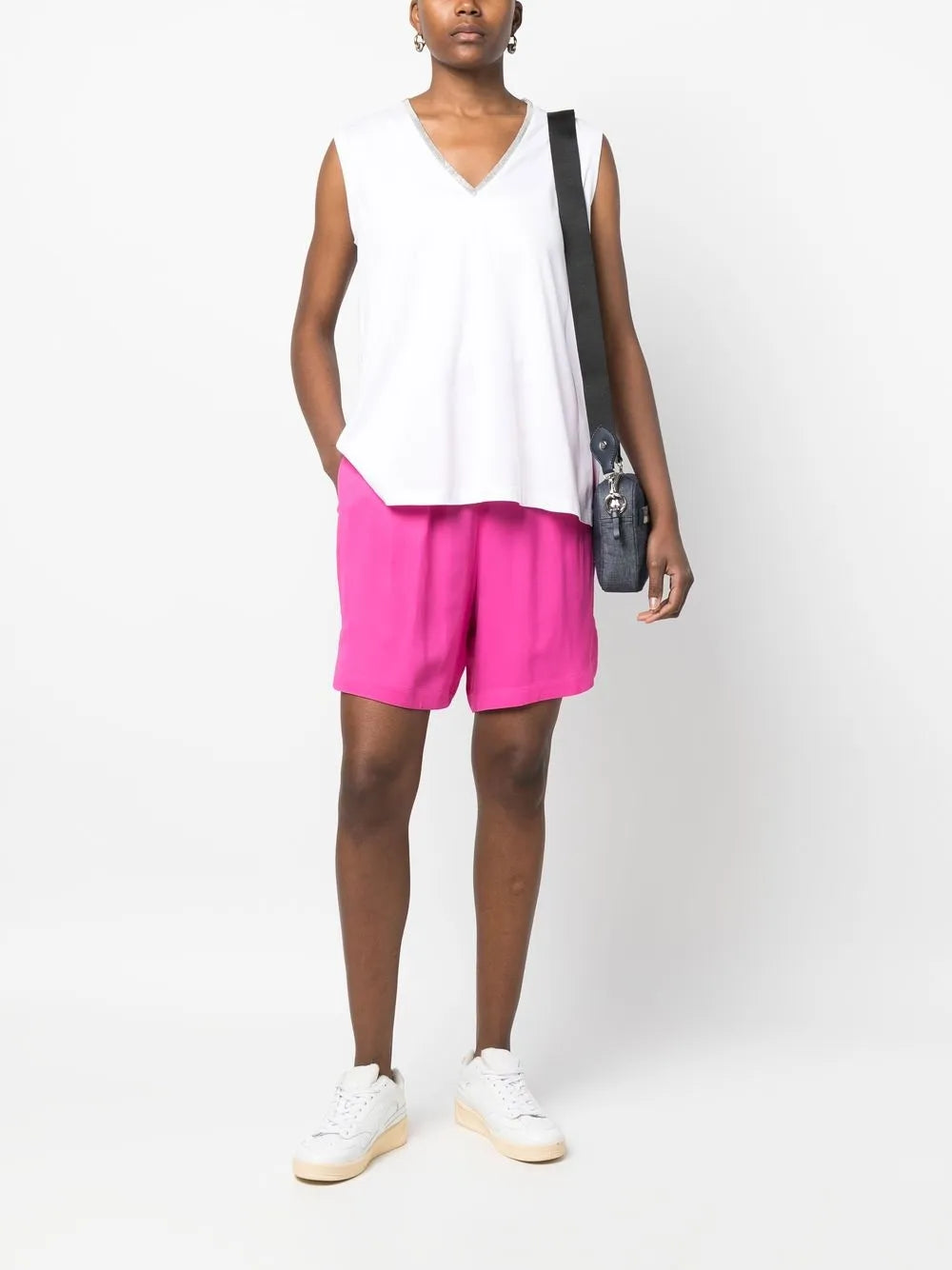 Monili Embellished V-Neck Tank Top