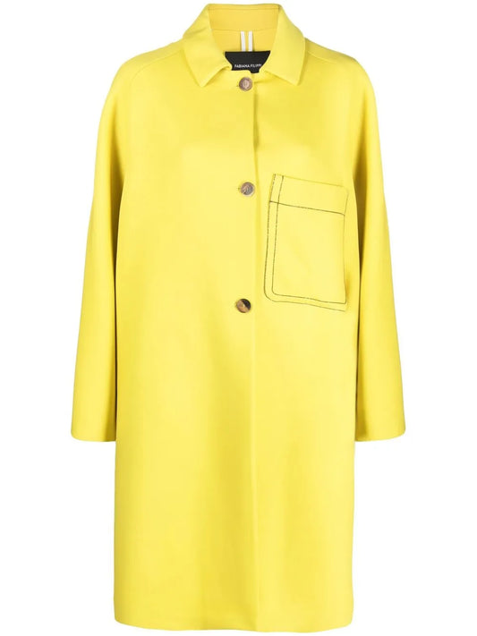 Spread-Collar Single-Breasted Coat