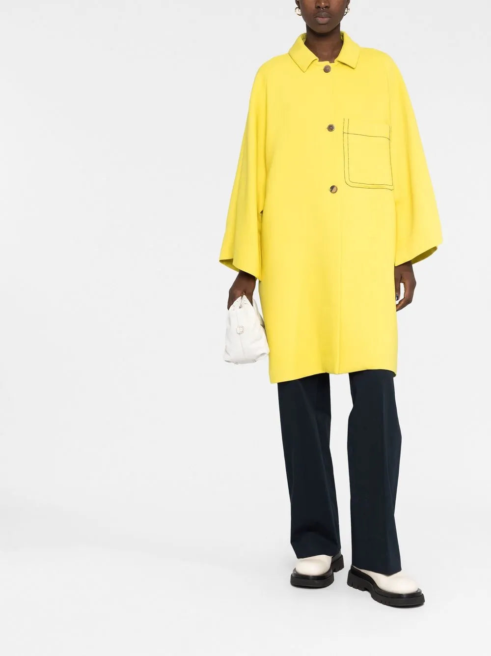 Spread-Collar Single-Breasted Coat