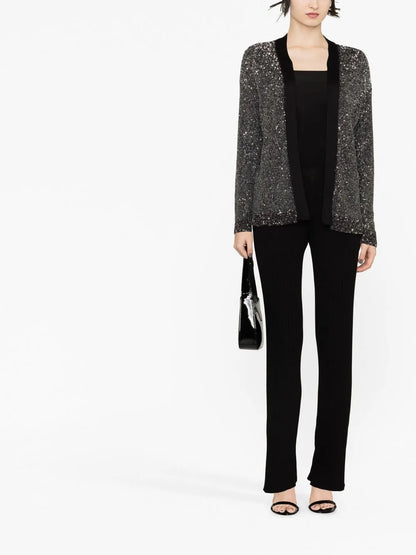 Ribbed-Knit Flared Trousers