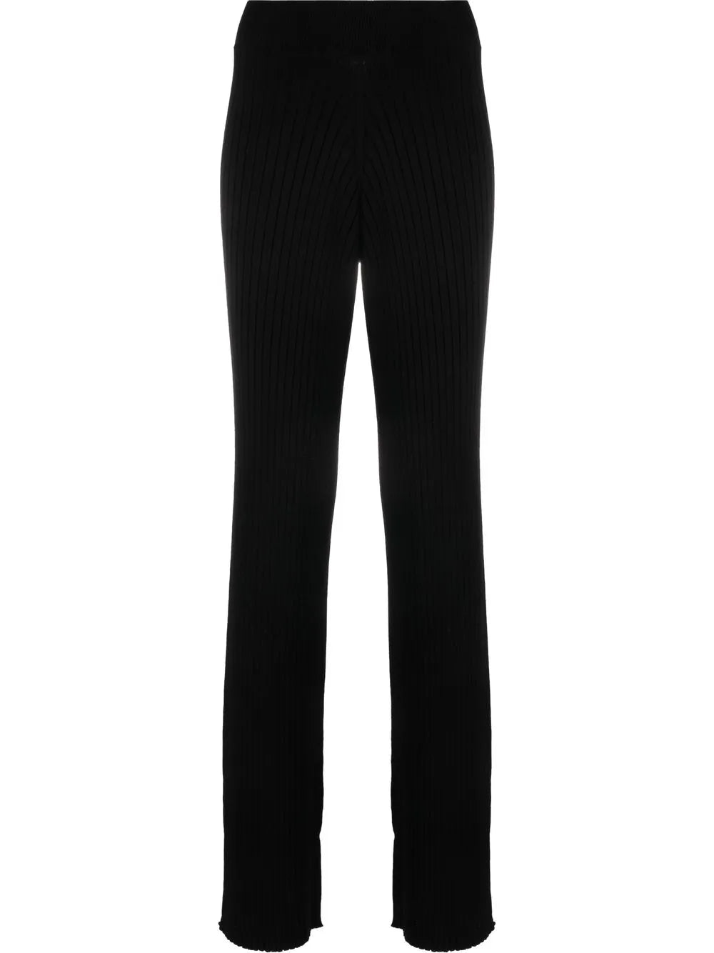 Ribbed-Knit Flared Trousers