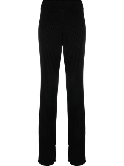 Ribbed-Knit Flared Trousers
