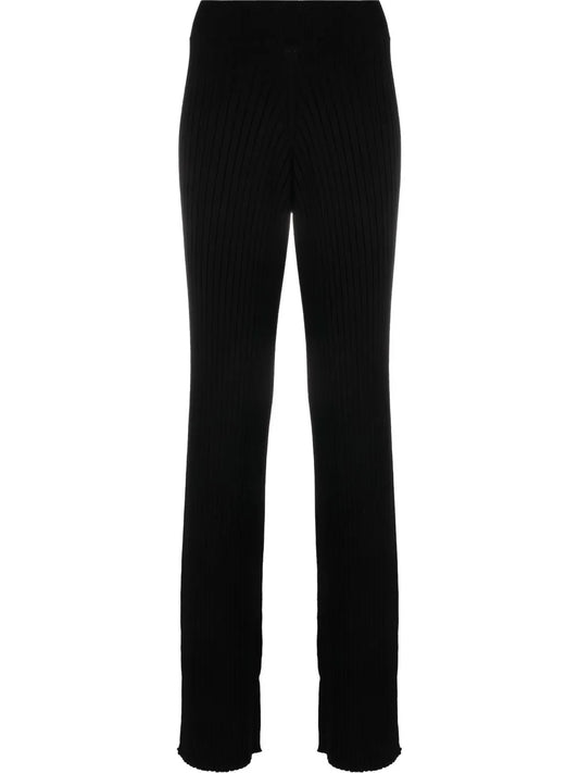 Ribbed-Knit Flared Trousers