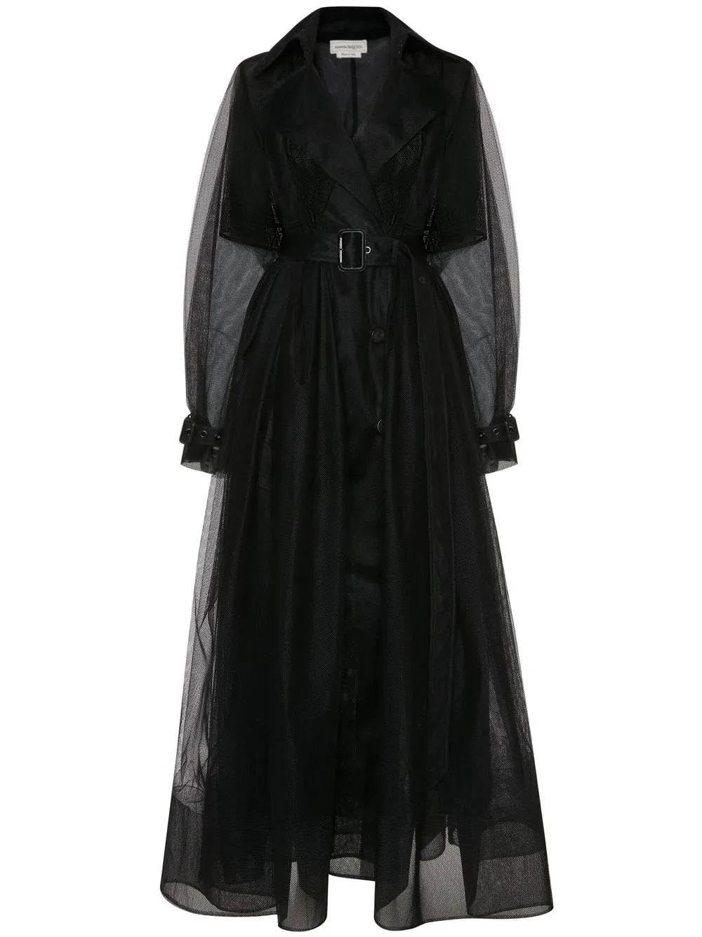 Belted Waist Tulle Trench Coat