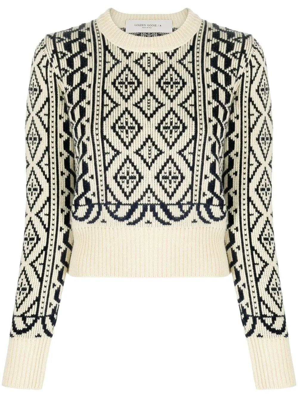 Geometric-Pattern Cropped Jumper