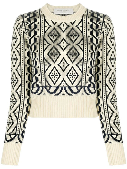 Geometric-Pattern Cropped Jumper