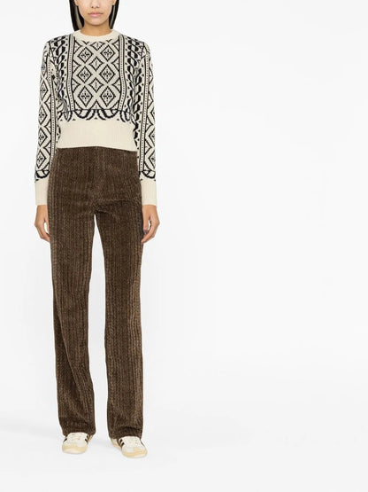 Geometric-Pattern Cropped Jumper