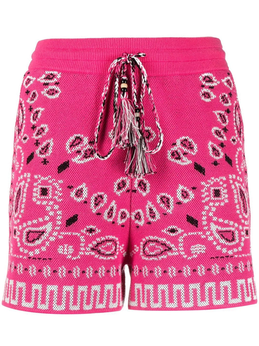 Bandana-Print Pique Shorts