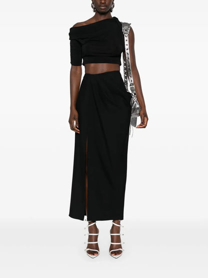 Asymmetric High-Waisted Maxi Skirt