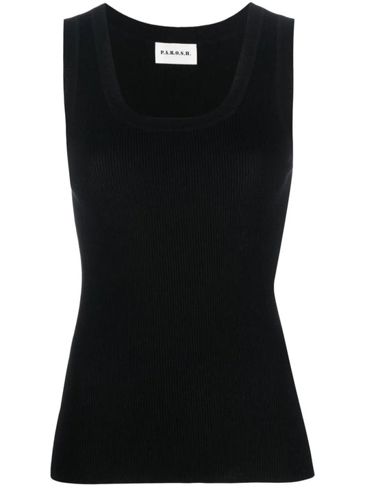 Cipria Ribbed-Knit Tank Top