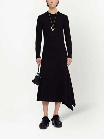 Wool Asymmetric Midi-Dress