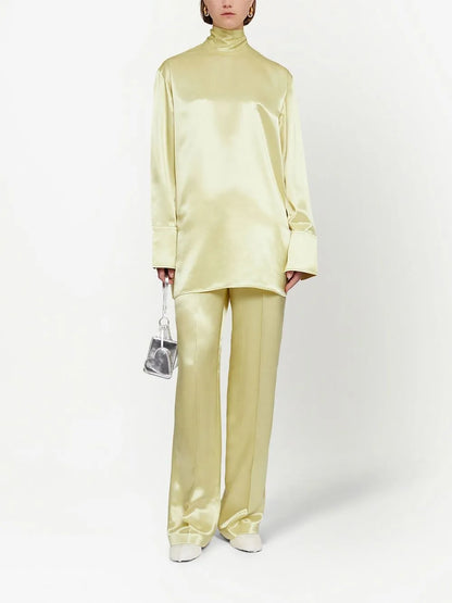 Glossy-Finish Trousers