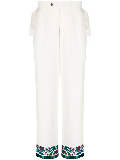 Embroidered-Hem Detail Trousers