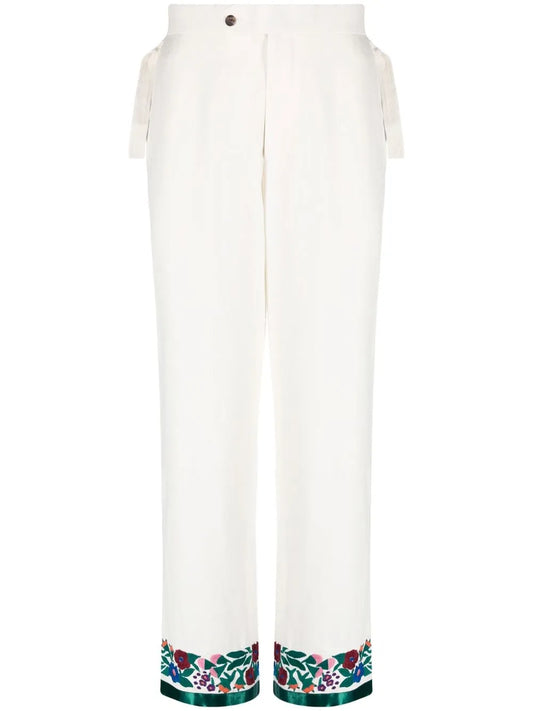 Embroidered-Hem Detail Trousers