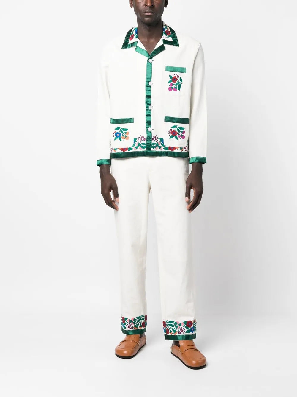 Embroidered-Hem Detail Trousers