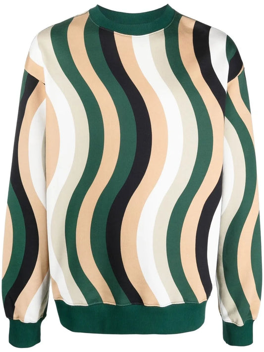 Wave-Pattern Cotton Sweatshirt