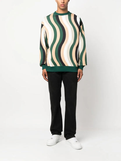 Wave-Pattern Cotton Sweatshirt