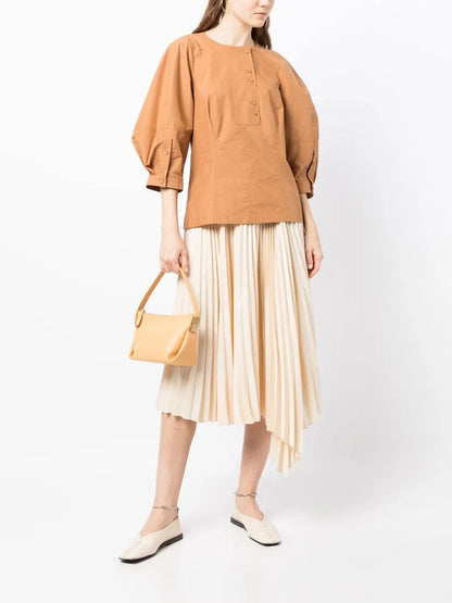 Puff-Sleeves Poplin Blouse
