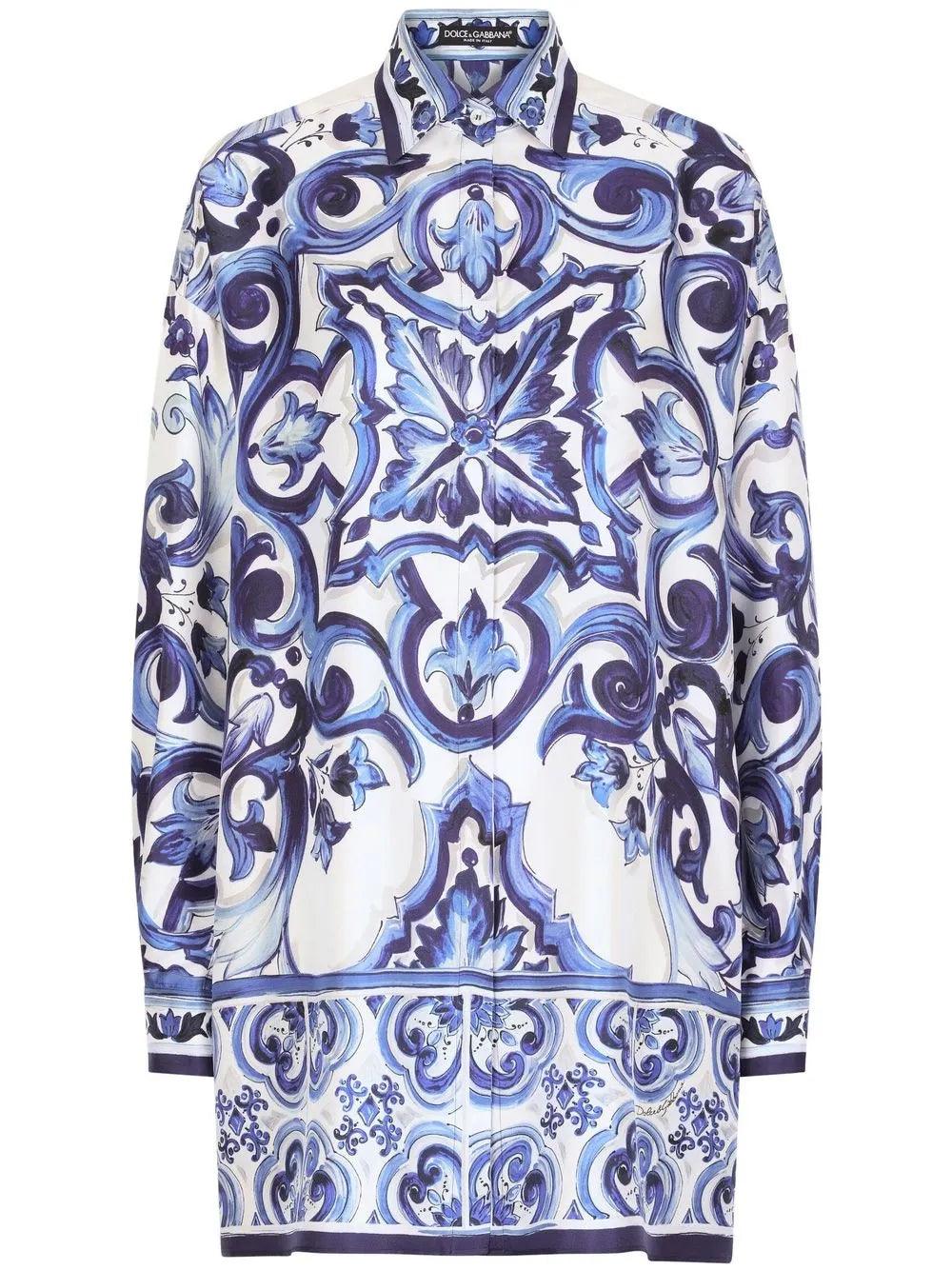 Majolica-Print Silk Shirt