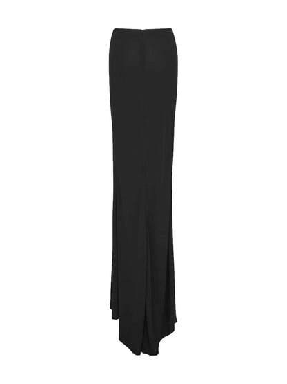 Asymmetric-Hem Maxi Skirt
