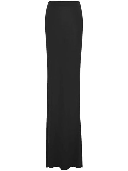 Asymmetric-Hem Maxi Skirt