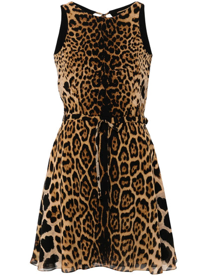 Leopard-Print Silk Mini Dress