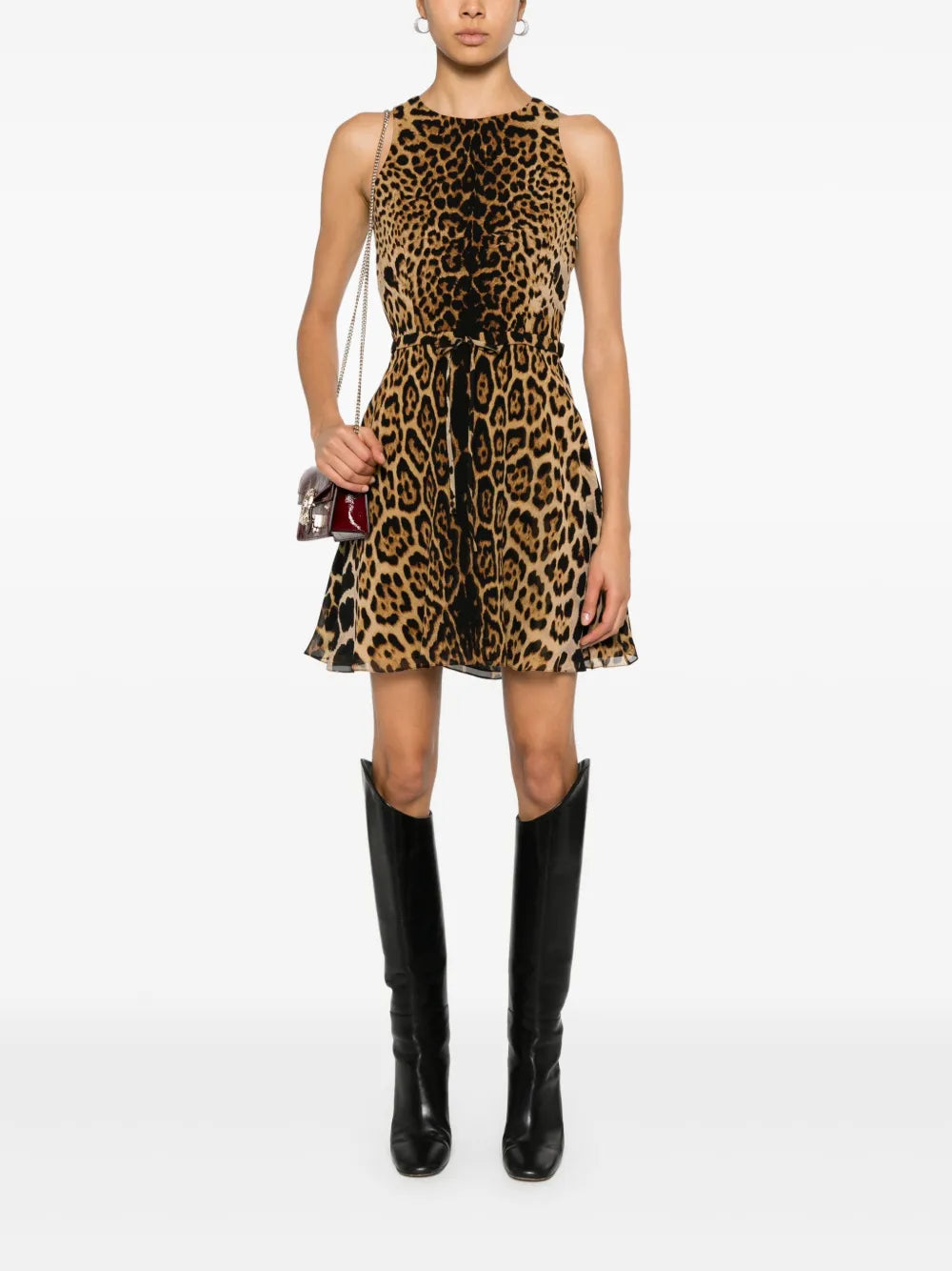 Leopard-Print Silk Mini Dress