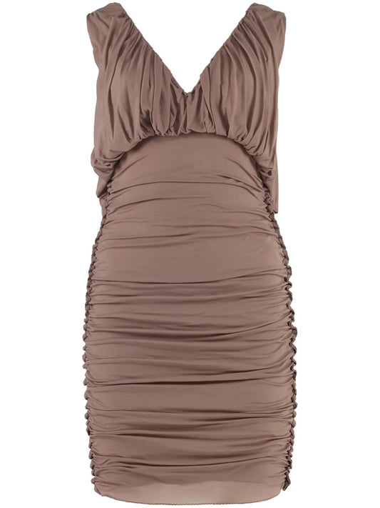 Ruched V-Neck Minidress