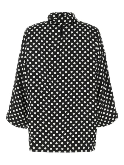Polka-Dot Pussy-Bow Blouse