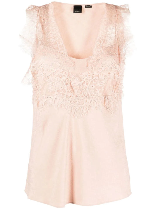 Semi-Sheer Lace-Panelled Top